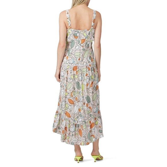 Slate & Willow Cream Floral Printed Sleeveless Square Neck Peasant Dress Size 10 - Picture 2 of 7